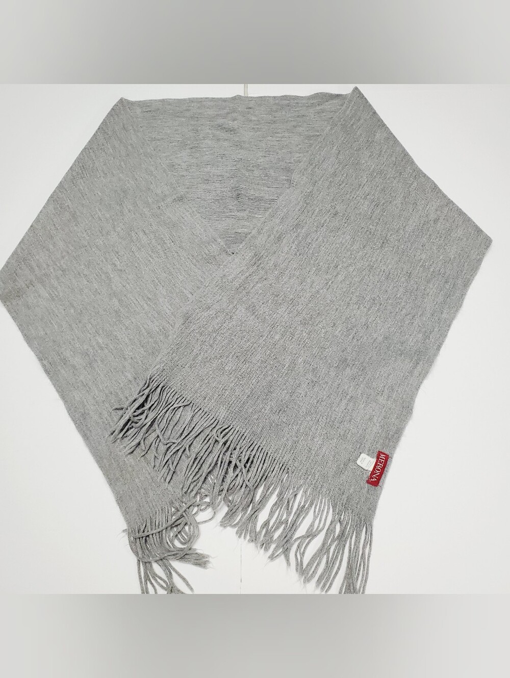Merona Unisex Adult Scarf Solid Gray Knit Pattern 66x11.5" Acrylic